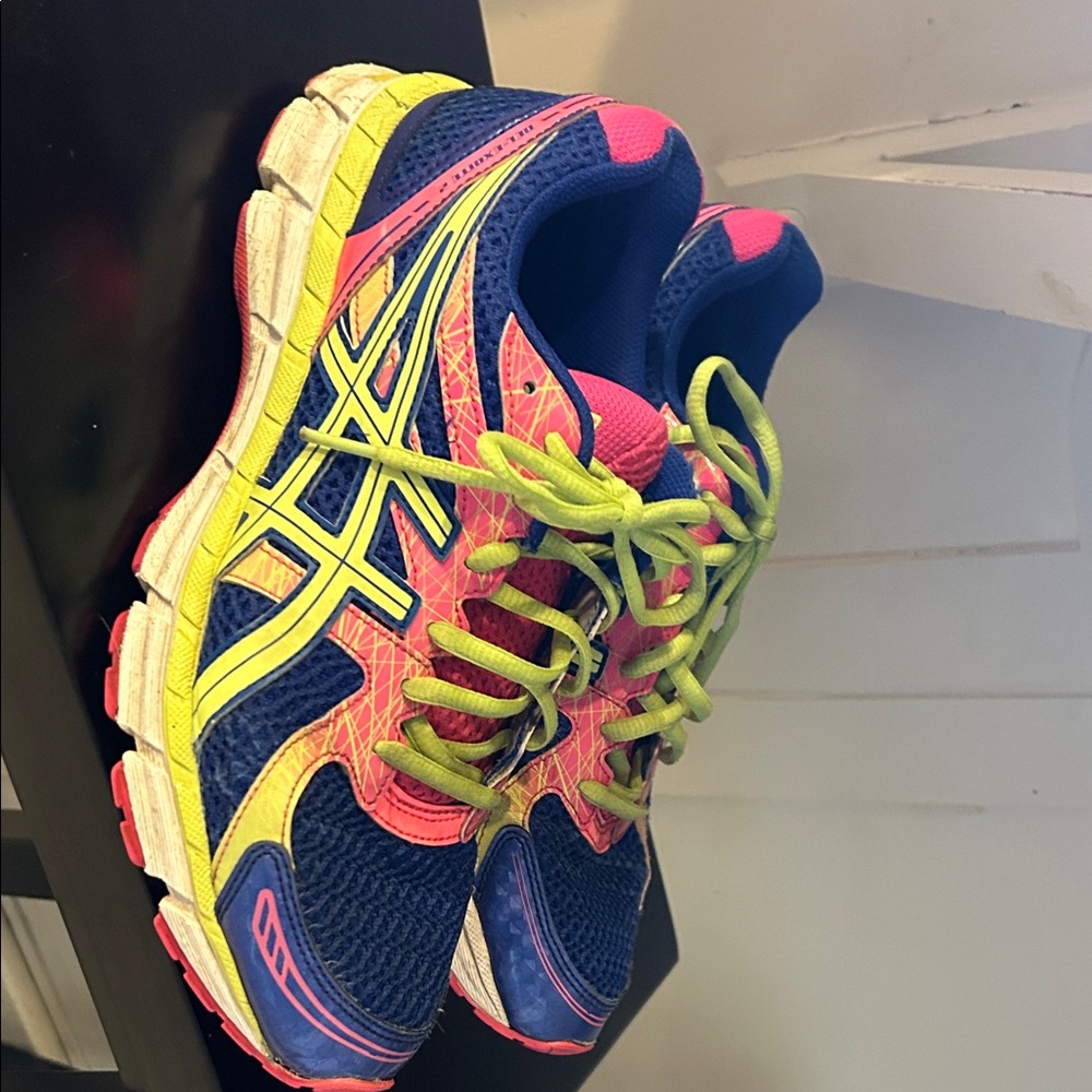 Asics Gel-Excite 2 Blue and Pink Yellow Athletic Shoes